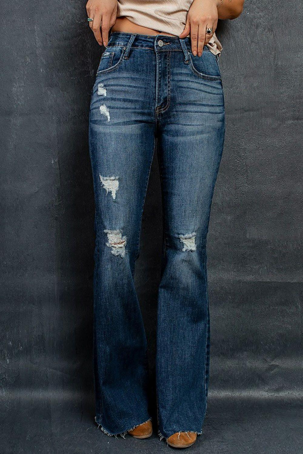 Womens  Blank Apparel | Dark Wash Mid Rise Flare Jeans Blank Apparel Blank Apparel