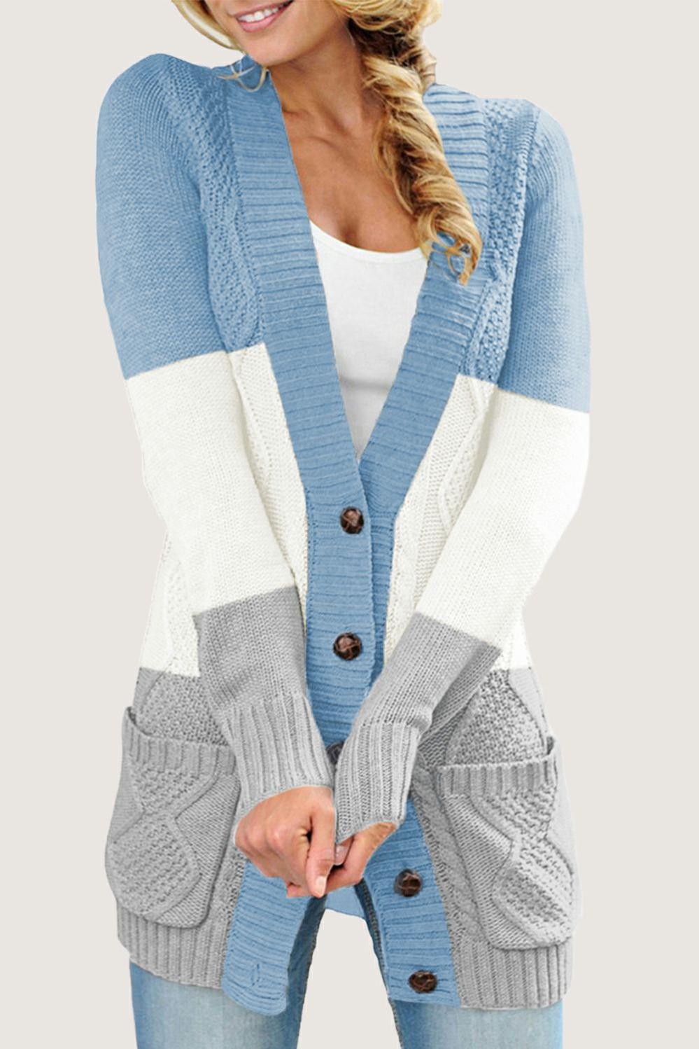 Womens  Cardigans | Blue Front Pocket and Buttons Closure Cardigan Cardigans Blue