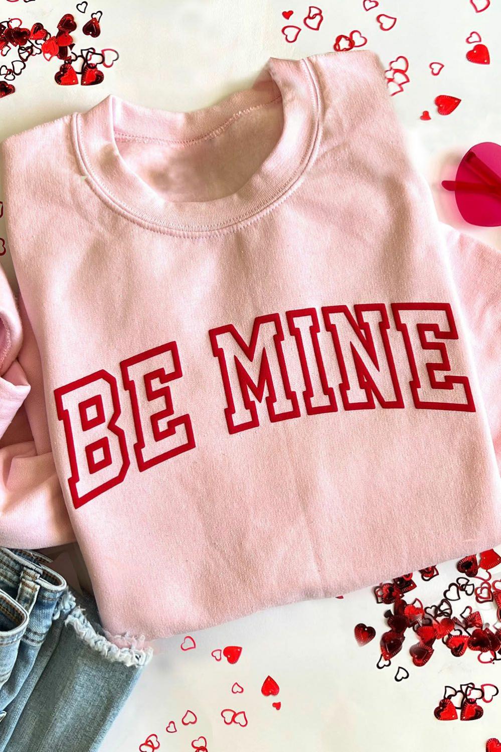 Womens  Graphic Sweatshirts | Pink BE MINE Puff Graphic Pullover Sweatshirt GRAPHIC Graphic Sweatshirts