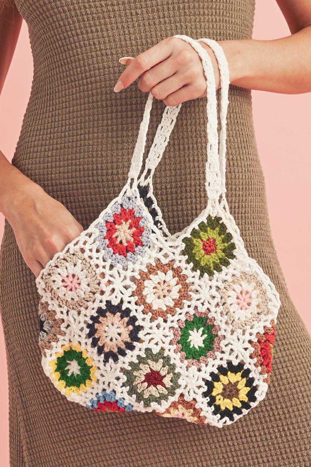 Womens  Shoulder Bags | White Random Boho Floral Crochet Retro Hollowed Bag SHOES & BAGS Shoulder Bags