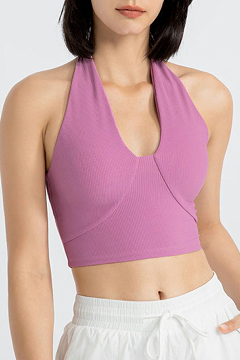 Womens  Sports Bras | Phalaenopsis Sleeveless Halter Neck Active Sports Bra ACTIVEWEAR Phalaenopsis