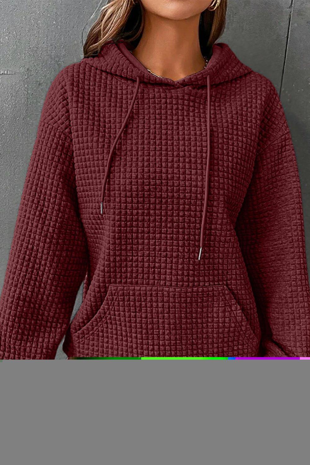 Womens  Sweatshirts & Hoodies | Fiery Red Quilted Kangaroo Pocket Drawstring Hoodie Sweatshirts & Hoodies Fiery Red