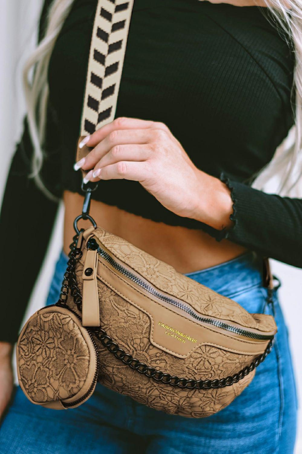 Womens  Shoulder Bags | Camel Colorblock Strap Chain Shoulder Bag With Coin Purse SHOES & BAGS Camel