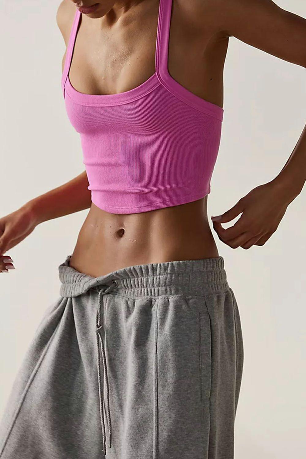 Womens  Crop Tops | Bonbon Athletic Ribbed Cropped Cami Top Crop Tops Bonbon