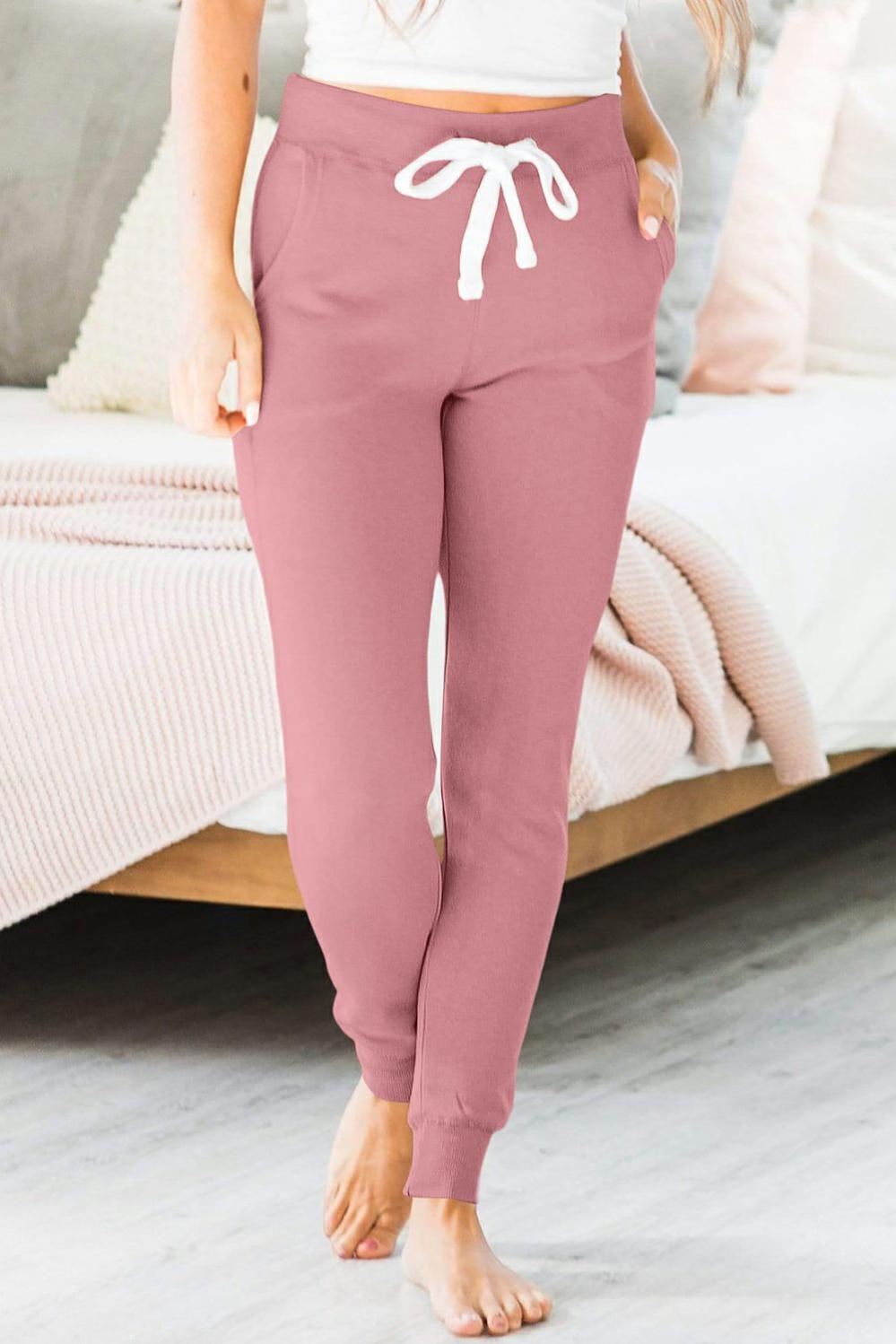 Womens  Pants & Culotte | Fushia Drawstring Waist Pocketed Joggers BOTTOMS Fushia