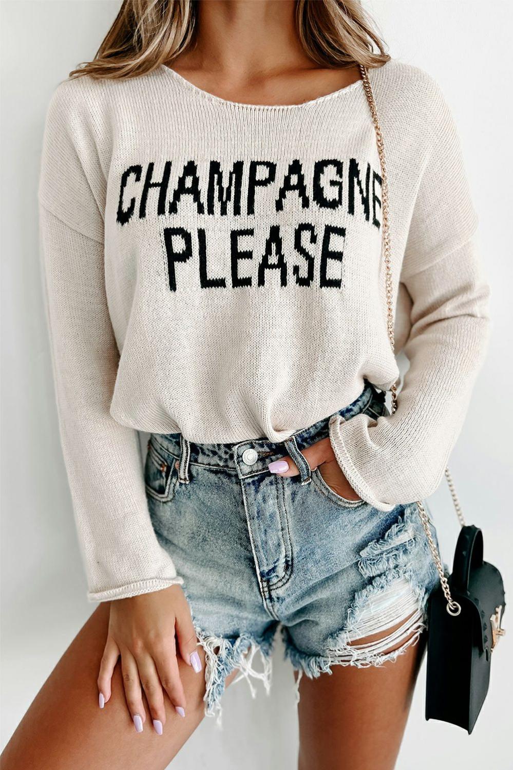 Womens  Sweaters | Snow White Champagne Please Graphic Sweater Sweaters Sweaters